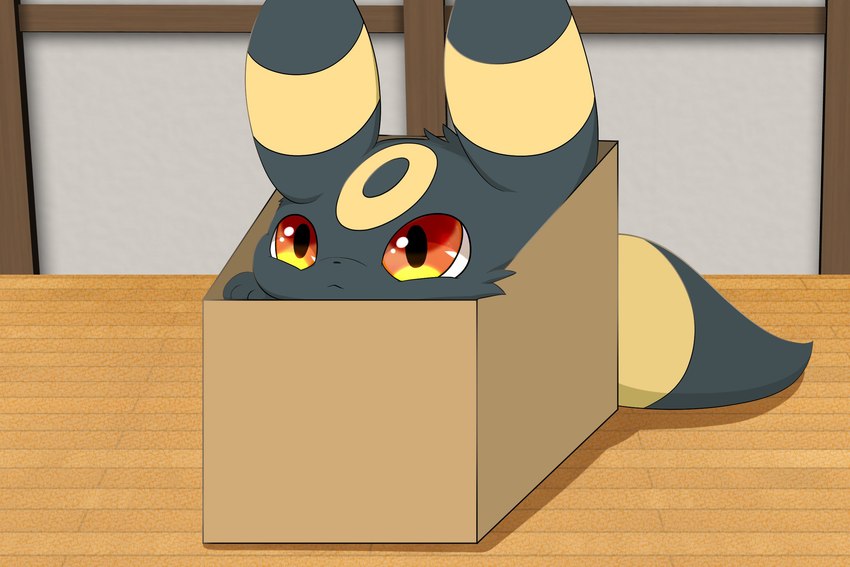 3_toes :< amber_eyes ambiguous_gender black_body black_ear_tips black_ears black_fur black_nose black_tail black_tail_tip box cardboard cardboard_box cats_are_liquid container detailed_background dipstick_ears dipstick_tail ear_markings feet feral front_view fur furniture glistening glistening_eyes in_box in_container inside kemono looking_at_viewer markings multicolored_body multicolored_ears multicolored_fur multicolored_tail on_table orange_eyes pupils quadruped ring_(marking) solo table tail tail_markings three-quarter_view toes two_tone_body two_tone_ears two_tone_fur two_tone_tail yellow_body yellow_ears yellow_fur yellow_markings yellow_tail hirochanu nintendo pokemon canid eeveelution generation_2_pokemon mammal pokemon_(species) umbreon 3:2 colored digital_media_(artwork) hi_res