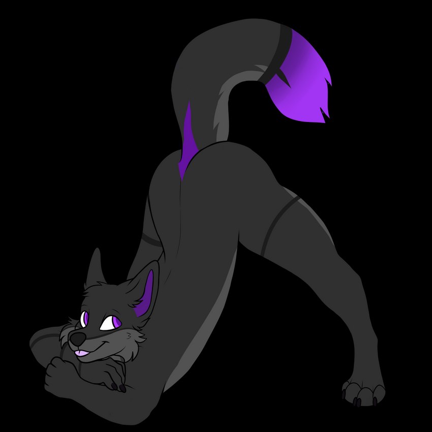 anthro ass_up blep butt fur_dye glowing glowing_eyes glowing_tail jack-o'_pose male pose solo tail tongue tongue_out psychoyamada slinx_(character) canid canine fox mammal 1:1 alpha_channel hi_res