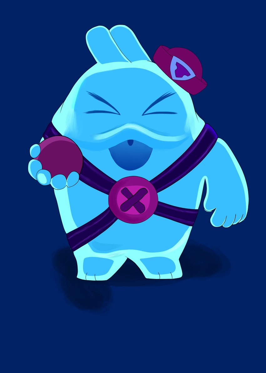 ball blue_tongue clothing eyes_closed hat headgear headwear solo tongue anonymous_artist brawl_stars supercell_(company) squeak_(brawl_stars) absurd_res hi_res