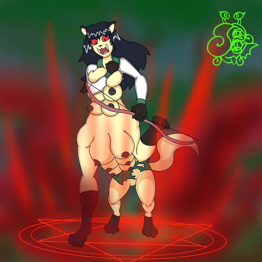 12_breasts black_hair black_nipples bow_(weapon) breasts clothing female hair multi_breast multi_nipple nipples occult_symbol pentagram ranged_weapon red_eyes solo summoning_circle symbol torn_clothing transformation weapon mutagenica asian_mythology east_asian_mythology inuyasha japanese_mythology mythology kagome_higurashi domestic_cat felid feline felis mammal nekomata taur yokai 1:1 hi_res