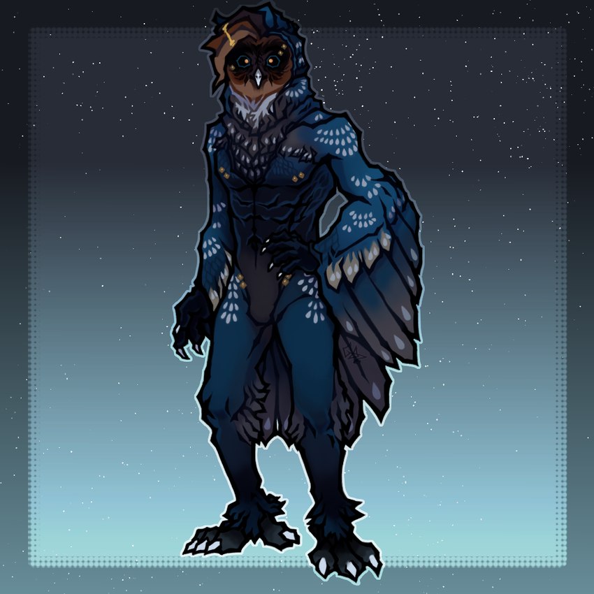 anthro avian_feet feathers male melanistic winged_arms wings greaserdemon avian barn_owl bird owl tyto tytonid 1:1