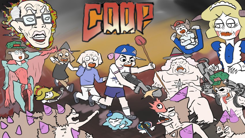 anthro backwards_baseball_cap backwards_hat baseball_cap battle blood bodily_fluids bone bottomwear clothed clothing dress eyeball fake_horns female group gun gunshot hat headgear headwear horde large_group magic_wand male ranged_weapon shirt shorts skeleton staff sweater t-shirt topwear weapon witch_hat young apocalypse_(artist) cartoon_network disney hilda_(series) star_vs._the_forces_of_evil summer_camp_island alice_fefferman hedgehog_(sci) hilda_(hilda) max_(sci) oscar_peltzer ramona_(sci) star_butterfly susie_mccallister bat domestic_cat elephant elephantid eulipotyphlan felid feline felis hedgehog human mammal mammoth monster prehistoric_species proboscidean recently_extinct_species woolly_mammoth 16:9 crossover hi_res widescreen