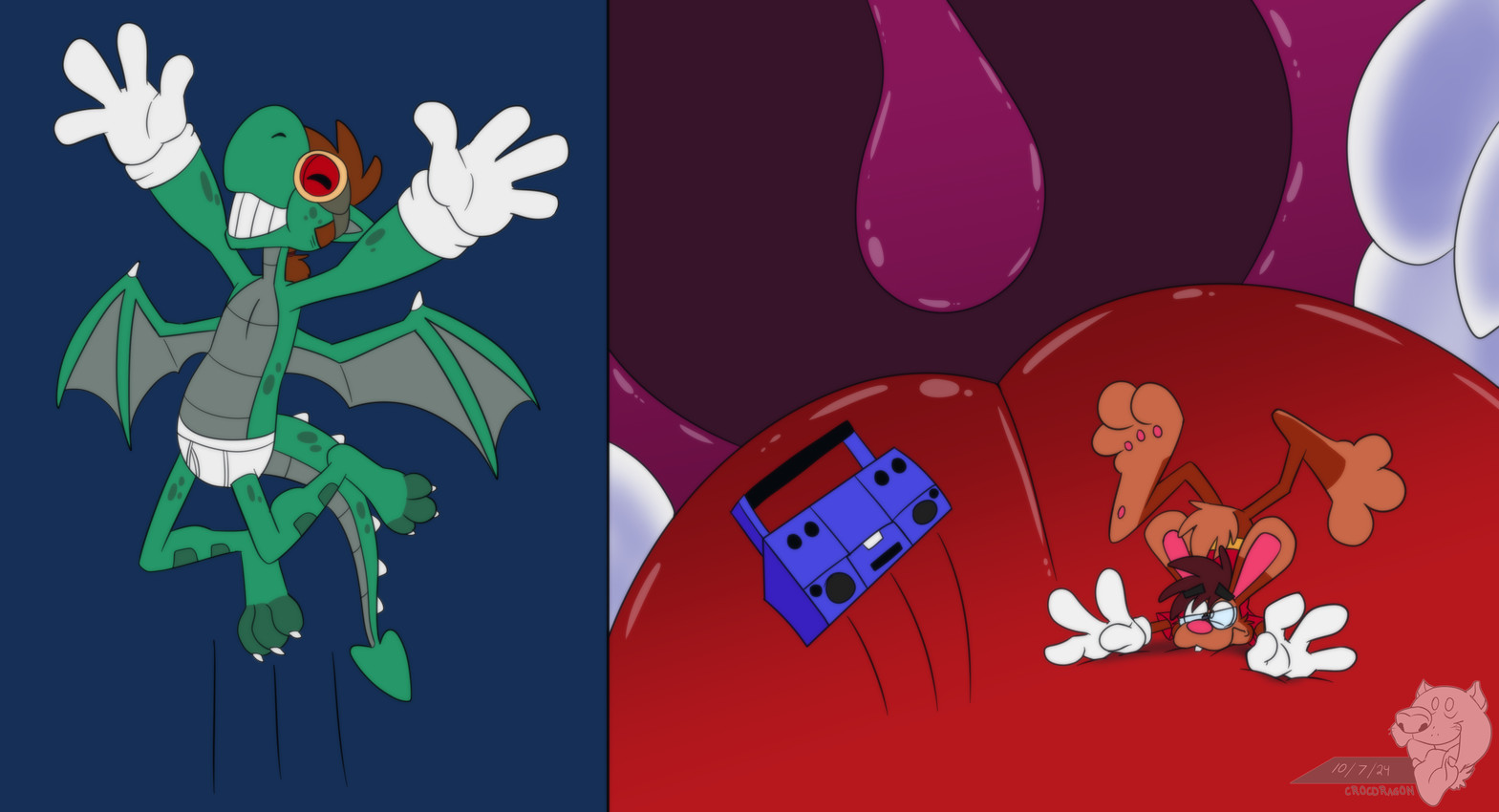 3_toes 4_fingers anthro big_feet boombox cartoon_gloves claws clothing curling_toes duo electronics feet fingers inside_mouth male male/male mawplay pawpads paws radio red_tongue soft_vore soles spread_toes tail toe_claws toes tongue toony underwear uvula vore wings crocdragon89 mythology joshua_edgars_(crocdragon89) roderick_(tamerkoh) toon_joshua_edgars_(crocdragon89) dragon lagomorph leporid mammal mythological_creature mythological_scalie rabbit scalie absurd_res alpha_channel hi_res