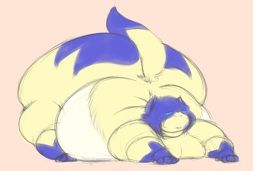 all_fours anthro ass_up belly belly_on_ground big_belly big_butt big_moobs big_tail blue_body blue_ears blue_eyes blue_fur blue_hair blue_paws blue_tail butt cat_stretch chubby_cheeks chubby_face closed_smile double_chin ears_up eyes_closed front_view fur hair hanging_belly huge_belly huge_butt huge_hips huge_thighs hyper hyper_belly hyper_butt hyper_hips hyper_thighs immobile love_handles lying male moobs morbidly_obese morbidly_obese_anthro morbidly_obese_male mouth_closed nude obese obese_anthro obese_male on_front overweight overweight_anthro overweight_male paws raised_tail simple_background smile smug smug_face smug_grin solo stretched stretching tail thick_thighs three-quarter_view white_belly wide_hips yellow_body yellow_fur yellow_tail xero_(artist) xero_(character) domestic_cat felid feline felis mammal 2020 digital_drawing_(artwork) digital_media_(artwork) hi_res