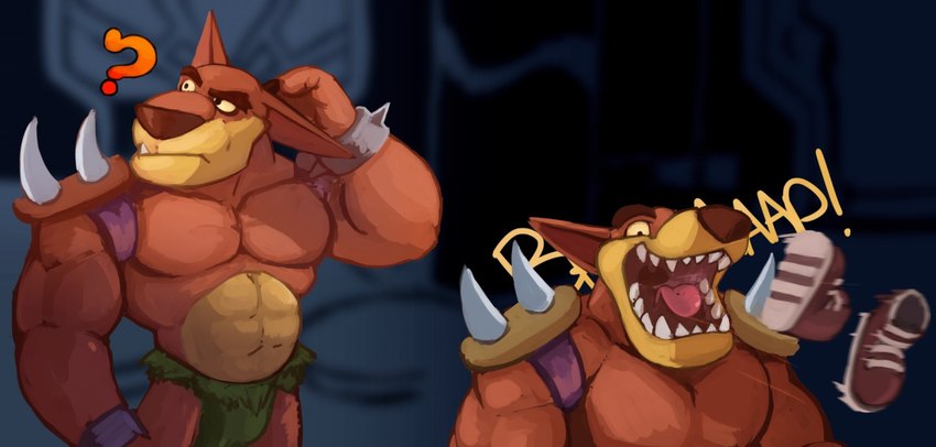 abdominal_bulge abs after_vore anthro belly big_muscles burping burping_up_clothing burping_up_object male male_pred muscular muscular_male open_mouth sharp_teeth shoulder_pads solo teeth tongue vore gutsybeast activision crash_bandicoot_(series) tiny_tiger dasyuromorph mammal marsupial recently_extinct_species thylacine