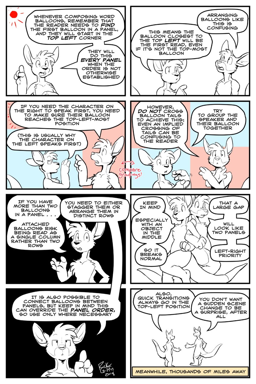 4_fingers anthro aside_glance back_to_back cartooning chest_tuft dialogue duo fingers gesture hair hand_gesture how-to instructions male nude outside pointing pointing_up simple_background speech_bubble sun talking_to_viewer text the_more_you_know tuft rick_griffin housepets! bruce_(housepets!) roosevelt_(housepets!) kangaroo macropod mammal marsupial 2018 2:3 comic digital_media_(artwork) english_text hi_res meme monochrome signature