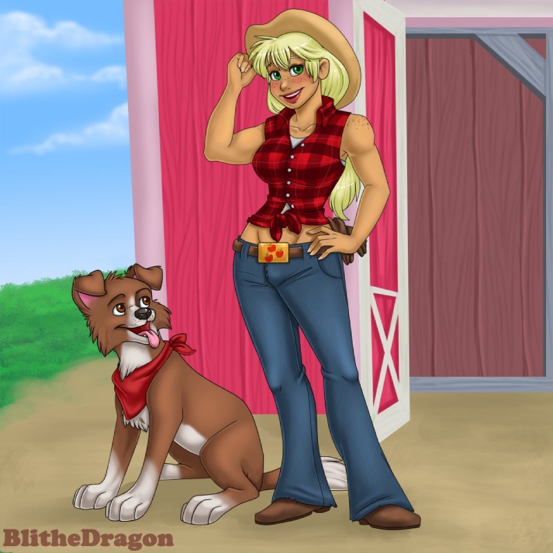 applejack and winona (friendship is magic and etc) created by blithedragon