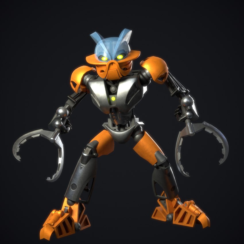 armor claw_(weapon) glowing glowing_eyes gradient_background green_eyes grey_body looking_at_viewer machine male mask melee_weapon not_furry orange_body simple_background solo translucent translucent_body weapon gabby94 bionicle lego pohatu biomechanical humanoid robot robot_humanoid toa 1:1 3d_(artwork) better_version_at_paywall blender_(artwork) digital_media_(artwork) hi_res