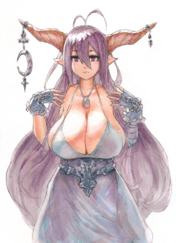 big_breasts breasts cleavage clothed clothing female horn not_furry solo eu03 cygames granblue_fantasy danua draph horned_humanoid humanoid hi_res