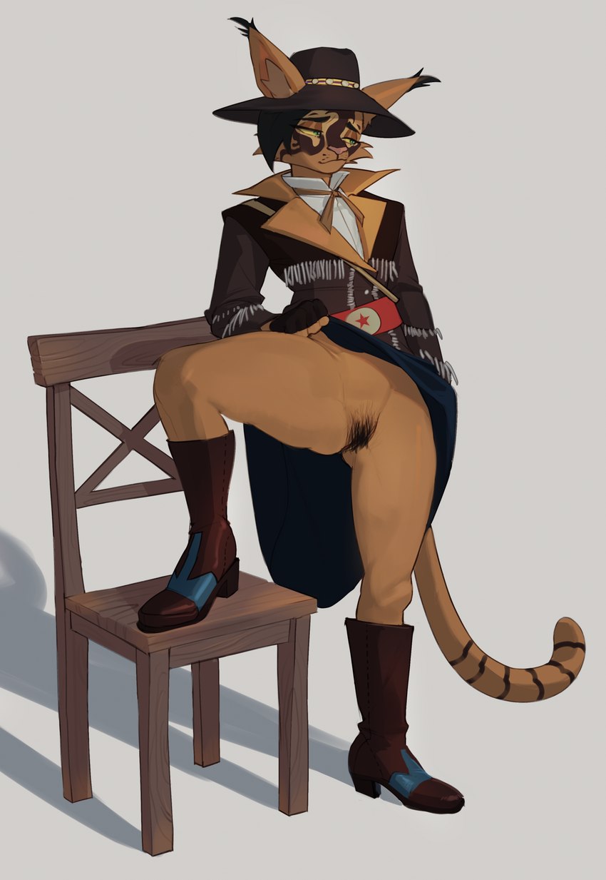 anthro boots bottomwear clothed clothing clothing_lift female flashing footwear presenting pubes pubes_exposed shoes skirt skirt_lift solo spread_legs spreading pulred beatrix_foljambe felid feline mammal hi_res