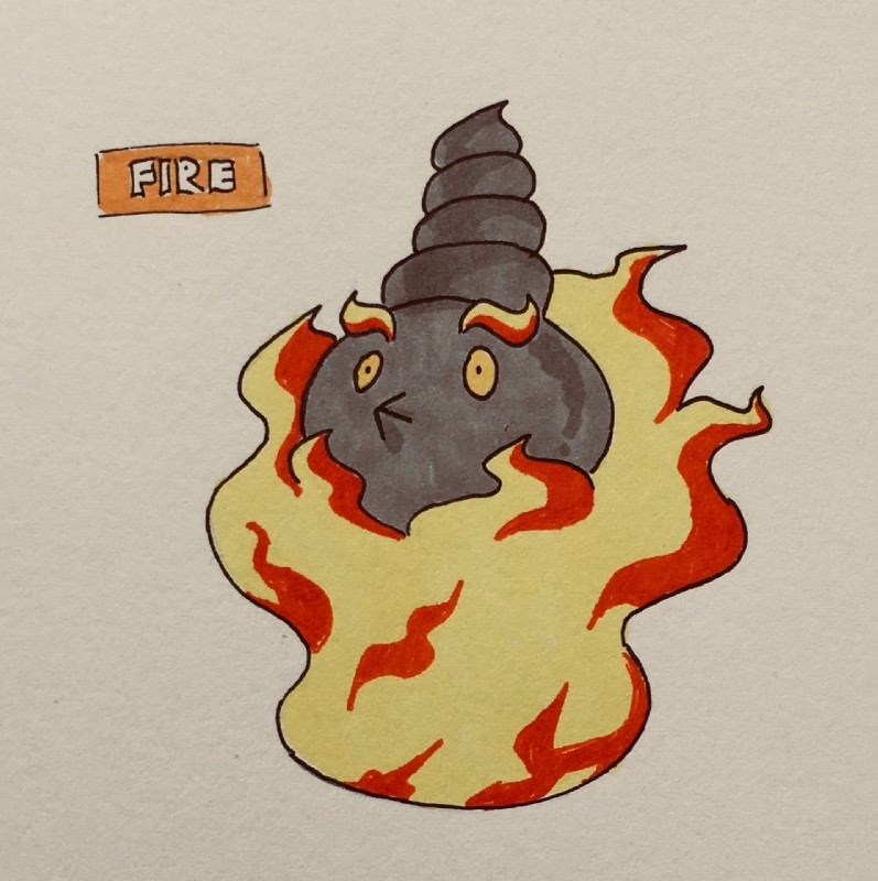 ambiguous_gender feral fire front_view grey_body grey_skin limbless no_sclera orange_eyes pupils shadow simple_background small_pupils solo text toony white_background wide_eyed marco_fanjul firefightdex nintendo pokemon arthropod burmy generation_4_pokemon insect pokemon_(species) 2018 english_text full-length_portrait hi_res marker_(artwork) mixed_media pen_(artwork) portrait traditional_media_(artwork)