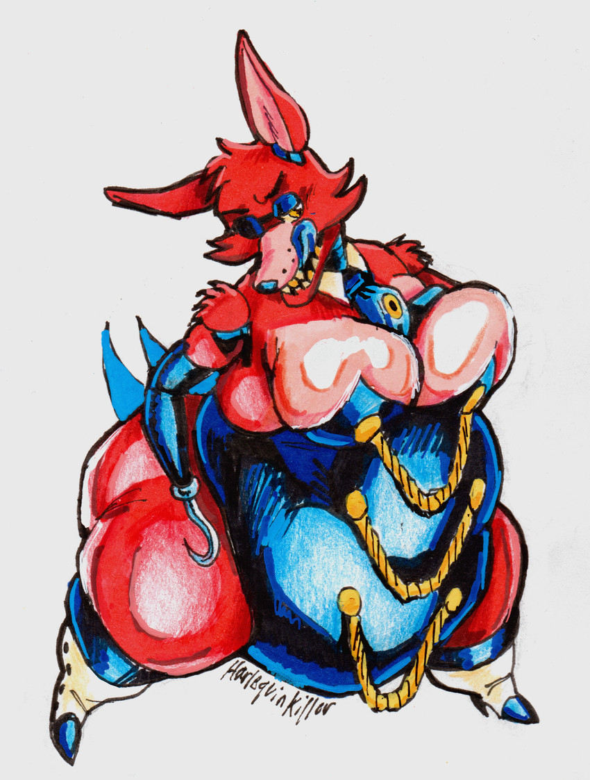 armwear belly big_belly big_butt boots breasts butt cleavage clothed clothing elbow_gloves footwear fur gloves hand_on_moob handwear huge_belly huge_butt huge_moobs latex latex_clothing legwear licking licking_lips machine male overweight overweight_male red_body red_fur shoes solo thigh_boots thigh_highs tongue tongue_out harlequinkiller five_nights_at_freddy's scottgames foxy_(fnaf) animatronic canid canine fox mammal red_fox robot true_fox absurd_res bad_metadata hi_res md5_mismatch