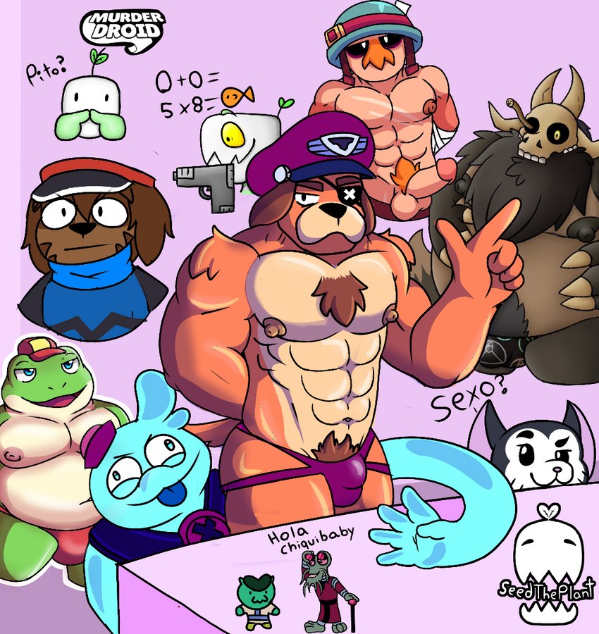 anthro duo feral group male muscular muscular_male sex slightly_chubby slightly_chubby_male solo trio murderdroid_(artist) seedtheplant_(artist) ben_10 brawl_stars cartoon_network disney nintendo star_fox supercell_(company) the_owl_house azmuth eve_(brawl_stars) hank_(brawl_stars) kit_(brawl_stars) papa_titan_(the_owl_house) slippy_toad squeak_(brawl_stars) canid canine canis domestic_dog humanoid mammal titan_(the_owl_house)