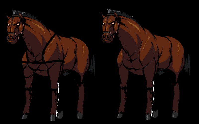 black_hair brown_body brown_fur feral fur hair hooves male muscular muscular_feral muscular_male simple_background solo straps transparent_background s-purple breeding_season equid equine horse mammal alpha_channel multiple_images