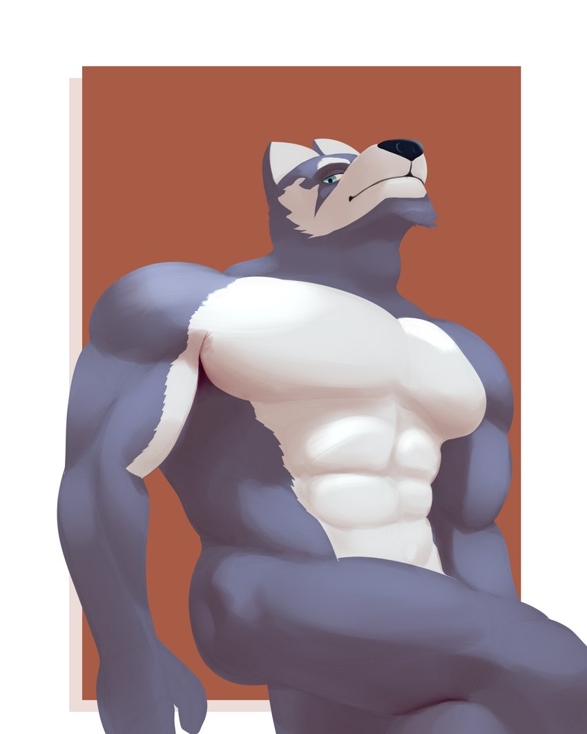 abs anthro ath athletic athletic_anthro athletic_male biceps blue_body blue_eyes blue_fur fur male multicolored_body multicolored_fur muscular muscular_anthro muscular_legs muscular_male nude pecs pose simple_background smile solo standing two_tone_body two_tone_fur white_body white_fur dudedle morinkashi kemo_coliseum volga_(kemo_coliseum) canid canine canis domestic_dog humanoid husky mammal nordic_sled_dog spitz wolf 4:5 absurd_res digital_media_(artwork) hi_res