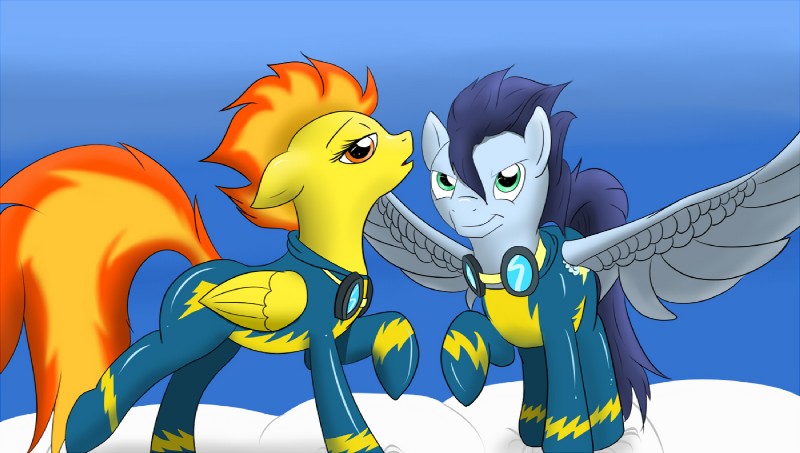 soarin, spitfire, and wonderbolts (friendship is magic and etc) created by inkybeaker