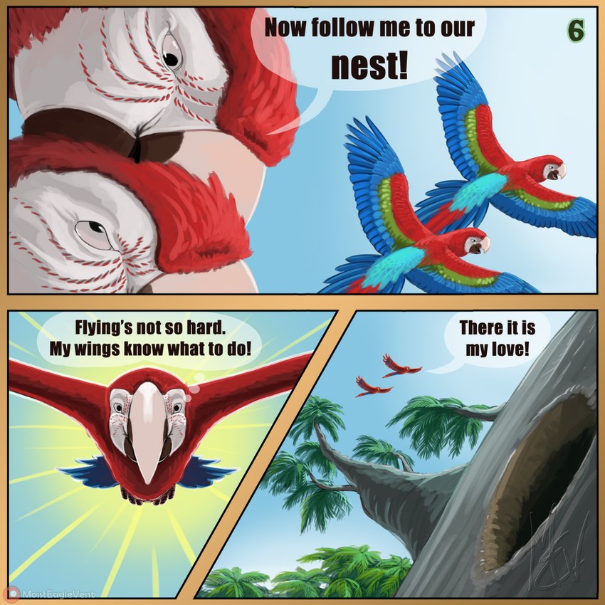 avian_feet blue_body blue_feathers dialogue duo feathered_wings feathers feet feral flying forest green_body green_feathers male plant red_body red_feathers spread_wings talons text toes tree wings moisteaglevent avian bird macaw neotropical_parrot parrot true_parrot 1:1 english_text hi_res