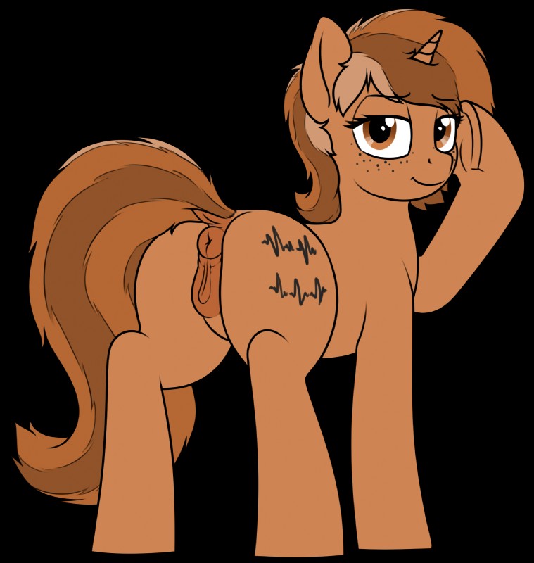 anatomically_correct anatomically_correct_genitalia anatomically_correct_pussy animal_genitalia animal_pussy anus brown_hair butt cutie_mark dock_(anatomy) equine_genitalia equine_pussy female feral freckles genitals hair hooves horn looking_at_viewer pussy raised_tail simple_background solo tail tail_anus transparent_background zippysqrl hasbro my_little_pony mythology fan_character sign_(character) equid equine mammal mythological_creature mythological_equine unicorn 2018 alpha_channel digital_media_(artwork) hi_res