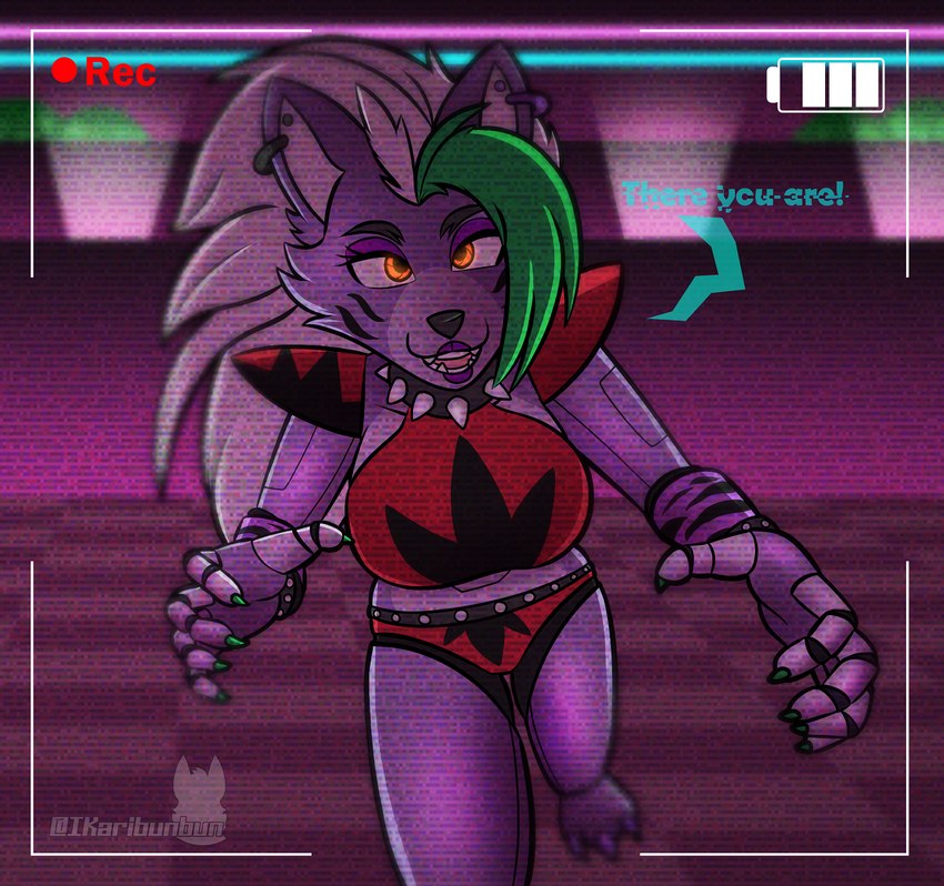 5_fingers anthro ear_piercing ear_ring eyebrows female fingers front_view hair long_hair looking_at_viewer machine piercing recording ring_piercing solo ikaribunbun five_nights_at_freddy's five_nights_at_freddy's:_security_breach scottgames steel_wool_studios roxanne_wolf animatronic canid canine canis mammal robot wolf 2022 digital_media_(artwork)