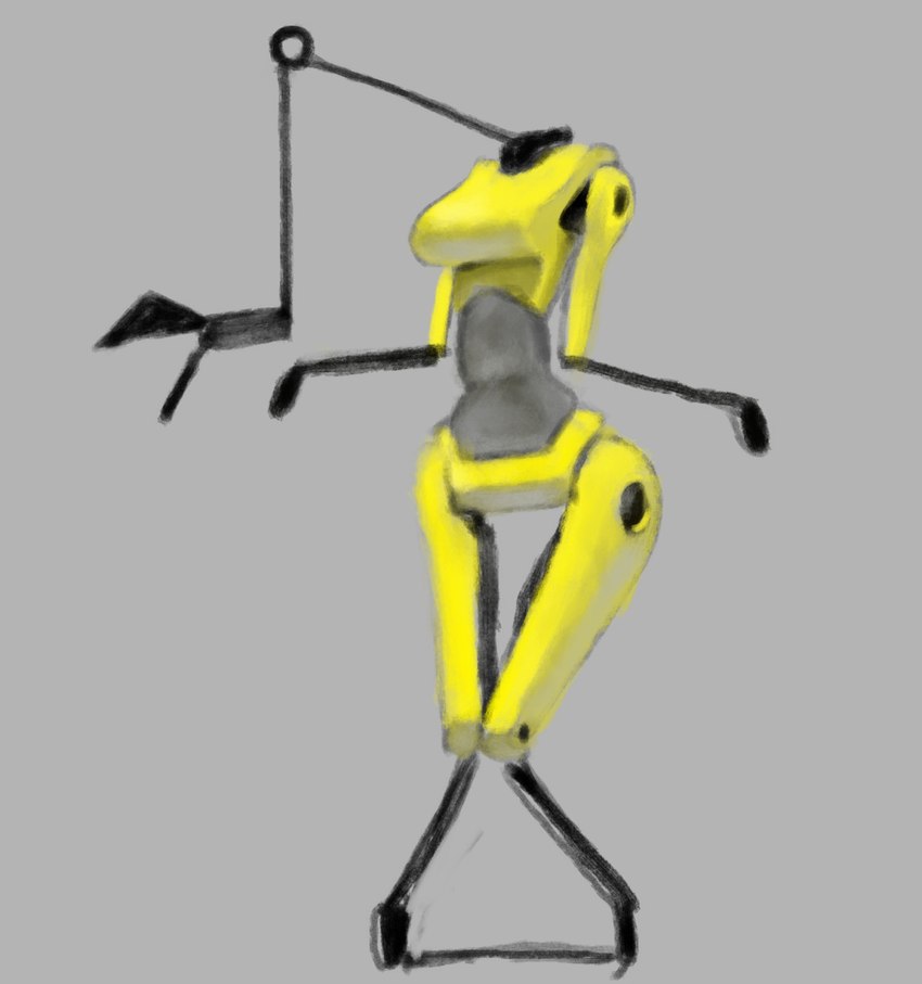 breasts featureless_breasts featureless_crotch featureless_face featureless_feet featureless_hands feet female grey_background grey_body knock-kneed machine medium_breasts not_furry open_mouth simple_background slim solo standing wide_hips yellow_body ciircuit boston_dynamics spotmini humanoid robot robot_humanoid 2021 full-length_portrait hi_res portrait shaded