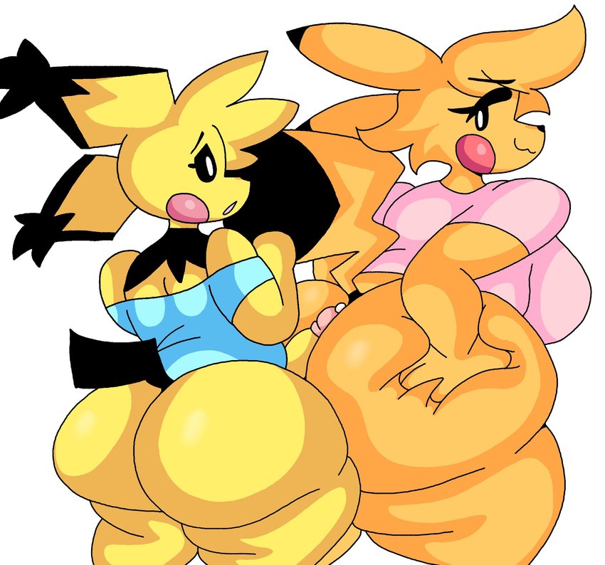 anthro anthro_on_anthro anthrofied big_butt bottomless breasts butt clothed clothing duo female genitals hot_dogging huge_butt male male/female penis pokemorph sex simple_background white_background lewd_dorky nintendo pokemon casey_(dork_boi) penny_(dork_boi) spiky-eared_pichu generation_1_pokemon generation_2_pokemon pichu pikachu pokemon_(species) hi_res