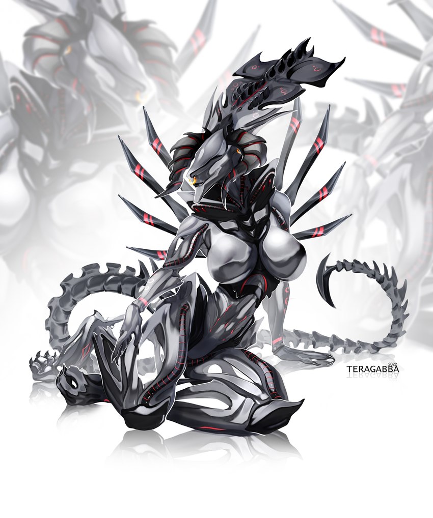 anthro big_breasts breasts female queen royalty simple_background solo tail xanah greenreader444 teragabba third-party_edit alien_(franchise) mythology alien demon dragon hybrid mythological_creature mythological_scalie scalie sergal xenomorph xenomorph_queen absurd_res hi_res mother_(lore) parent_(lore)