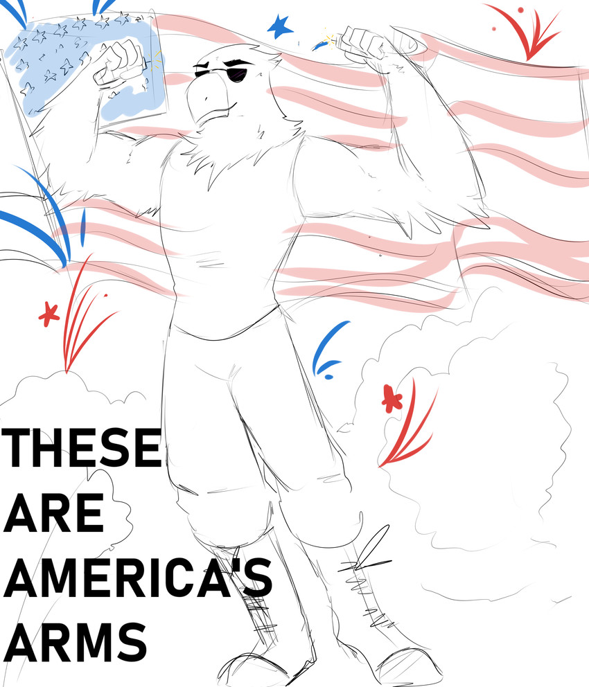 american_flag flag flexing male muscular muscular_male solo united_states_of_america shutupjen war-bird aaron_(war-bird) accipitrid accipitriform avian bald_eagle bird eagle sea_eagle absurd_res hi_res