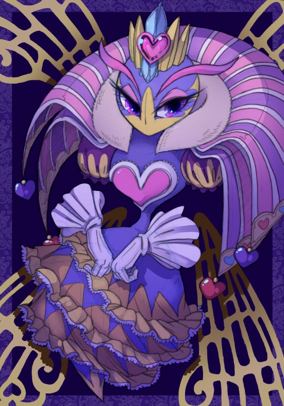 bottomwear clothed clothing feather_boa female floating_hands heart_symbol insect_wings purple_eyes skirt solo stinger wings halgalaz kirby_(series) nintendo queen_sectonia arthropod bee hymenopteran insect hi_res