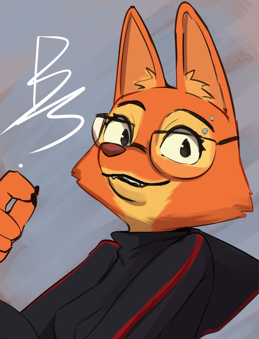 anthro eyebrow_piercing eyewear facial_piercing female glasses piercing solo rolling_beast dreamworks the_bad_guys diane_foxington canid canine fox mammal absurd_res hi_res tagme