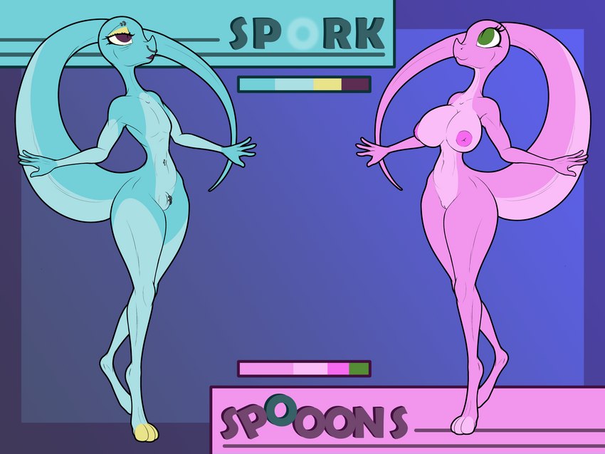 animal_genitalia anthro areola big_areola breasts duo female femboy genitals male nude pussy sheath scaliepunk spooons_(character) sprk hog-nosed_snake reptile scalie snake 4:3 hi_res sibling_(lore) twins_(lore)