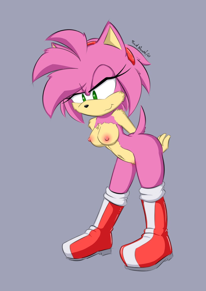 anthro boots boots_only breasts clothing female footwear footwear_only genitals looking_down mostly_nude navel nipples pussy shoes solo frost_norde sega sonic_the_hedgehog_(series) amy_rose eulipotyphlan hedgehog mammal 2021 absurd_res hi_res