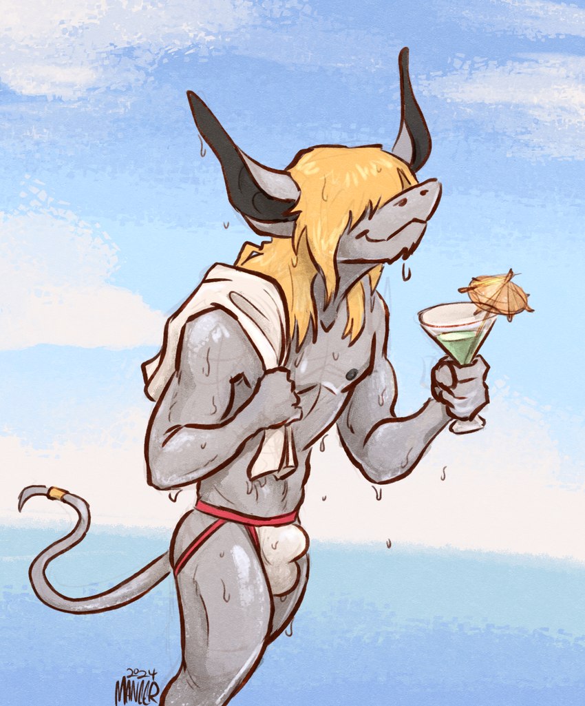 alcohol anthro beverage bulge clothing cocktail hair long_hair male martini solo thong underwear wet animancer final_fantasy final_fantasy_ix square_enix issah burmecian mammal murid murine rat rodent 2024 hi_res