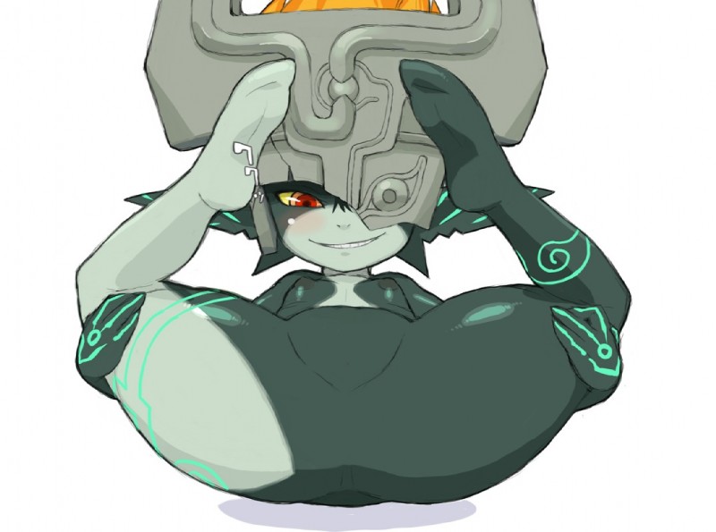 blush breasts female not_furry red_eyes small_breasts smile solo spread_legs spreading kemonon third-party_edit nintendo the_legend_of_zelda twilight_princess midna humanoid twili