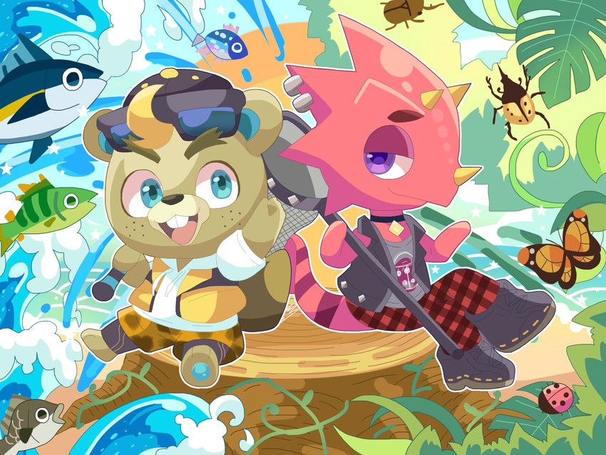 c.j. and flick (animal crossing and etc) created by s44988515