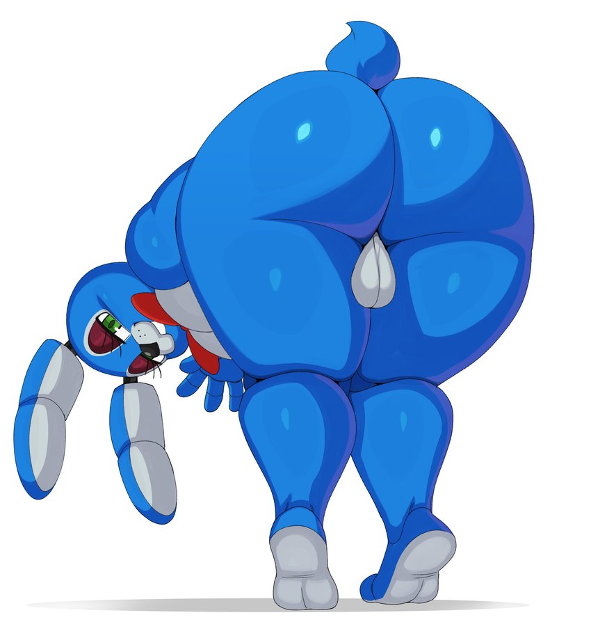 anthro backsack balls barefoot big_butt blue_body butt feet femboy fingers genitals glistening glistening_butt green_eyes huge_butt looking_at_viewer machine male rear_view simple_background soles solo tail thick_thighs white_background sssonic2 five_nights_at_freddy's five_nights_at_freddy's_2 scottgames toy_bonnie_(fnaf) animatronic lagomorph leporid mammal rabbit robot 2023 absurd_res digital_media_(artwork) hi_res