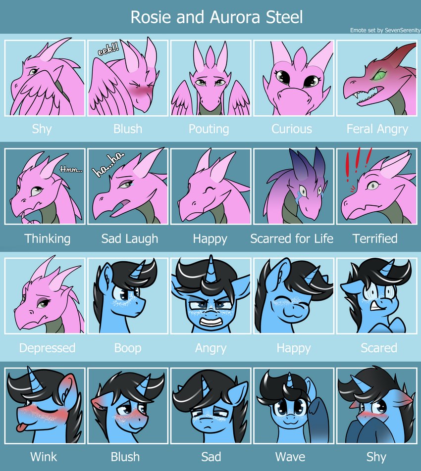 blush boop emote emote_set emotion_chart feral gesture happy one_eye_closed sad shy solo waving wink hasbro my_little_pony mythology fan_character dragon equid equine horse mammal mythological_creature mythological_scalie pony scalie absurd_res hi_res multiple_images