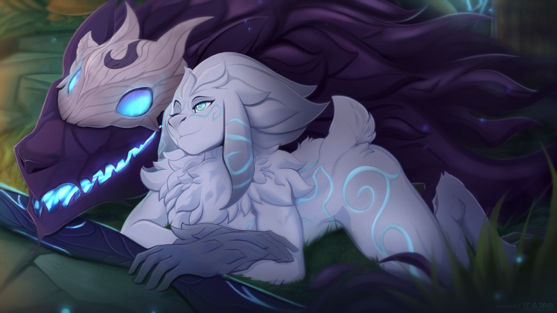 kindred, lamb, and wolf (league of legends and etc) created by scappo