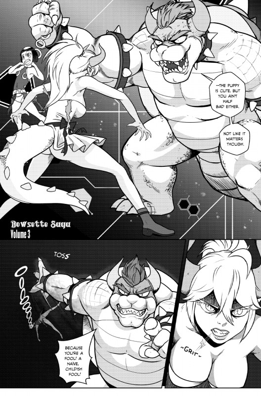 alternate_species anthro big_breasts breasts butt clothing crossgender crown dialogue female headgear horn male panties super_crown text underwear pencils_(artist) bowsette_meme mario_bros nintendo bowser chompette chompy_(pencils) animal_humanoid chain_chomp horned_humanoid humanoid koopa scalie 2019 comic english_text hi_res meme monochrome