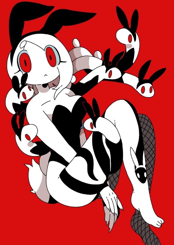 bunny_costume claws clothing costume female leggings legwear living_hair pseudo_hair red_background red_eyes simple_background snake_hair tattoo tongue tongue_out white_body 87sukiyaki european_mythology greek_mythology mythology medusa peone gorgon humanoid reptile scalie snake hi_res