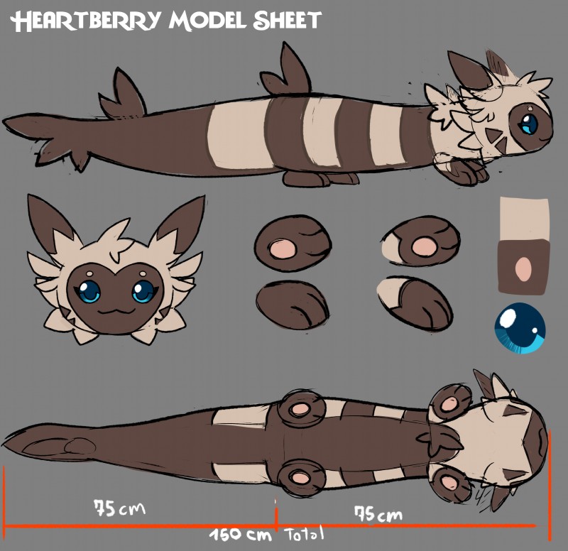 blue_eyes feral paws solo text blitzdrachin conditional_dnp nintendo pokemon heartberry furret generation_2_pokemon mammal mustelid pokemon_(species) absurd_res english_text hi_res model_sheet