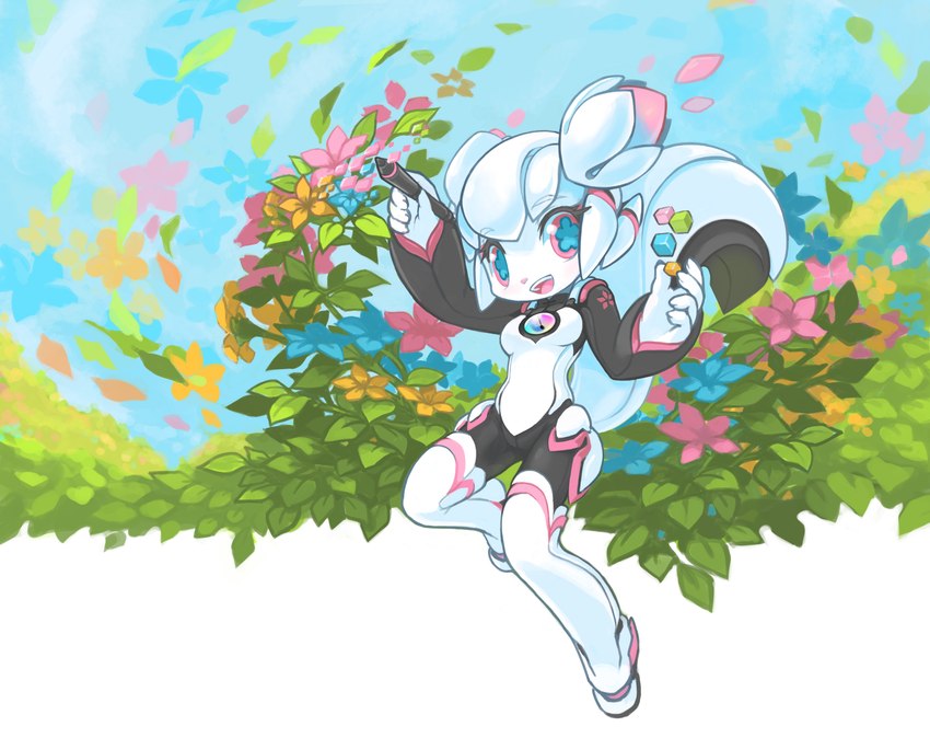 :d animal_ears anthro asian_clothing black_sleeves blue_eyes blue_sky chinese_clothing chinese_commentary clothing colored_skin commentary double_bun east_asian_clothing english_commentary female fingernails floating flower hair hair_bun holding_stylus holding_tablet_pen leaf leggings legwear long_sleeves looking_at_viewer machine mascot nails open_mouth petals pink_eyes plant pupils sky smile solo splash_image squirrel_ears squirrel_tail stylus symbol_in_eye tablet_pen tail thin_calves thin_legs thin_thighs three-quarter_view unusual_pupils white_body white_clothing white_hair white_leggings white_legwear white_skin wind tyson_tan kde krita_(copyright) kiki_the_cyber_squirrel android mammal robot rodent sciurid tree_squirrel 2014 absurd_res archived_source digital_media_(artwork) hi_res huge_filesize krita_(artwork) official_art signature