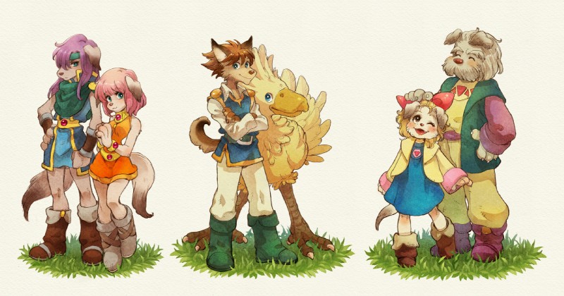 lenna charlotte tycoon, krile mayer baldesion, galuf halm baldesion, faris scherwiz, bartz klauser, and etc (final fantasy v and etc) created by nana nacky