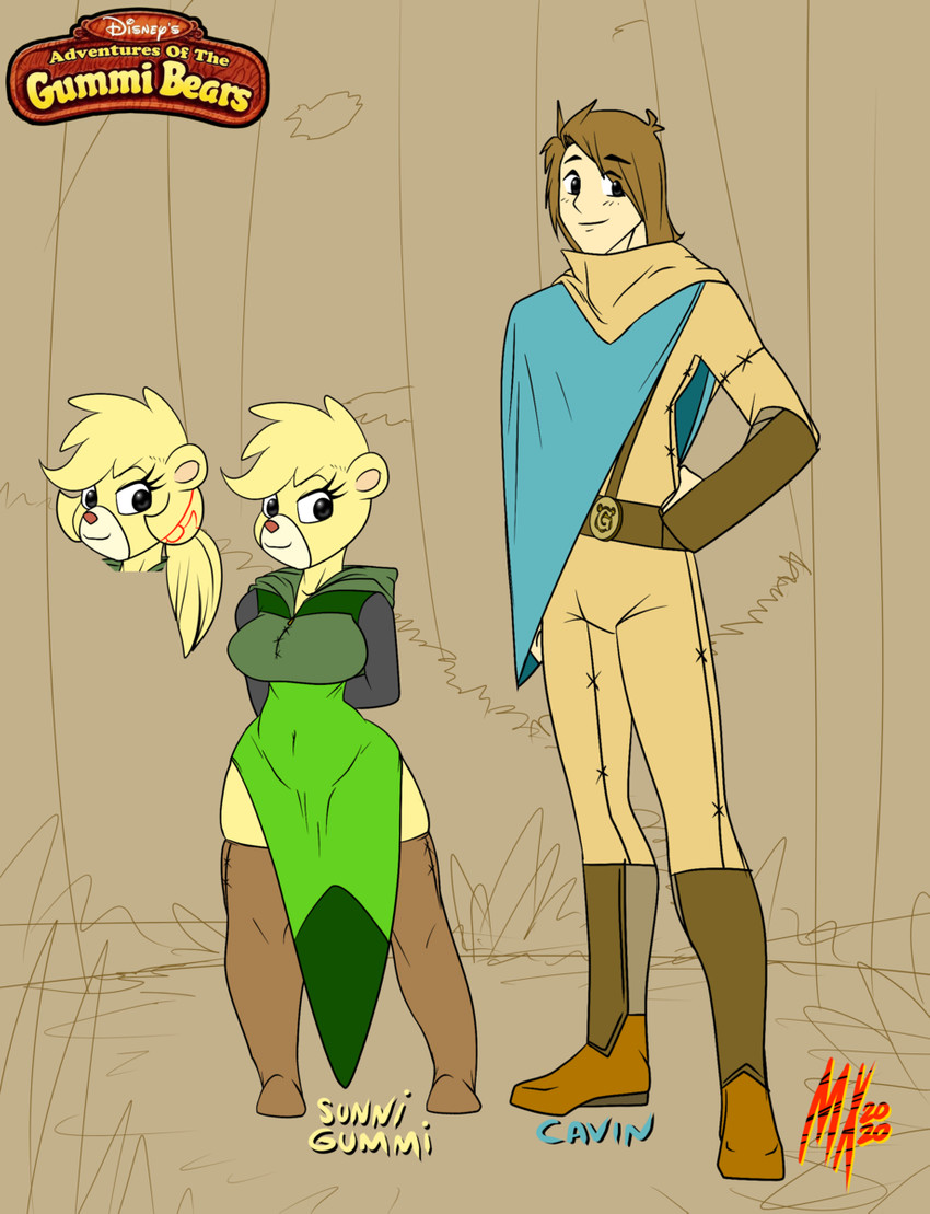 anthro duo female male monkeyxflash disney gummi_bears cavin_(gummi_bears) sunni_gummi bear human humanoid mammal hi_res