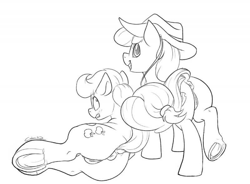 apple bloom and applejack (friendship is magic and etc) created by caboni32
