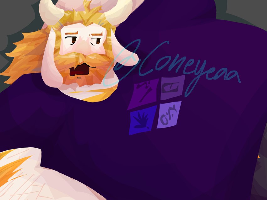 anthro beard blonde_hair body_hair chest_hair cigarette clothing drugs facial_hair fangs fire_diamond greying_hair hair horn long_ears lying male marijuana nervous obese obese_male on_side overweight overweight_male oxycodone raised_arm scar self-harm_scars shirt solo t-shirt teeth topwear xanax coneyeaa undertale_(series) asgore_dreemurr bovid caprine goat mammal 2024 4:3 digital_drawing_(artwork) digital_media_(artwork) hi_res signature