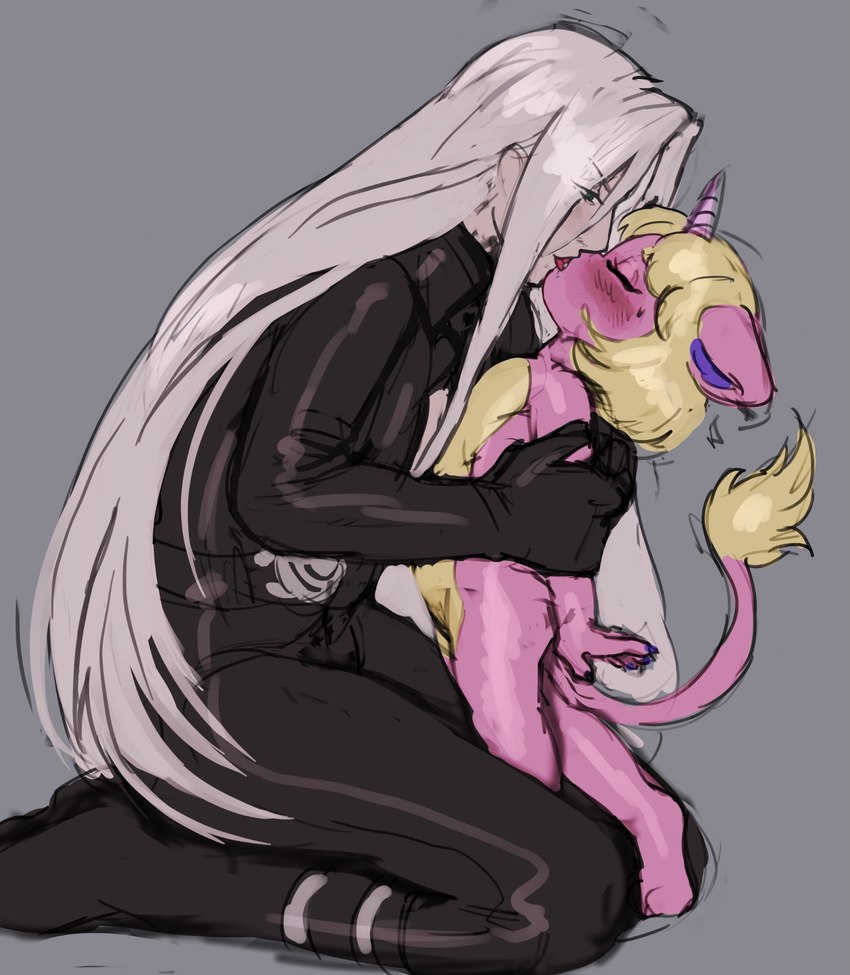 adult_on_young age_difference anthro black_clothing blonde_hair blush clothed clothed/nude clothing female french_kissing fur grabbing_arms grey_hair hair horn kissing long_hair male male/female multicolored_body multicolored_fur nude older_male older_on_young pink_body pink_fur safe_nudity tail tail_tuft tongues_touching tuft two_tone_body two_tone_fur yellow_body yellow_fur young young_anthro young_female younger_anthro younger_female itsymitsy final_fantasy final_fantasy_vii mythology square_enix mitsy_(itsymitsy) sephiroth_(final_fantasy_vii) domestic_cat equid equine felid feline felis human hybrid mammal mythological_creature mythological_equine unicorn 2023 hi_res