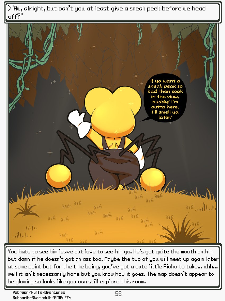 anthro cavern clothing dialogue first_person_view gloves grass handwear light light_beam male narration overalls plant rear_view solo sparkles speech_bubble sunbeam sunlight text vines softestpuffss nintendo pokemon pokemon_mystery_dungeon rodent_powered_(softestpuffss) spike_chunsoft aurum_(map_of_wrought) aboomstix_(rodent_powered) mammal absurd_res english_text hi_res