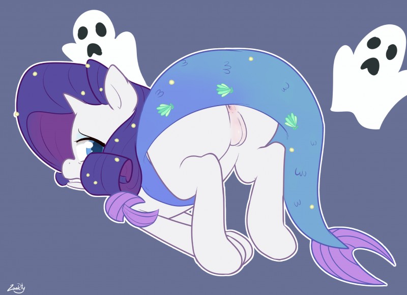 anus ass_up blue_eyes butt clothed clothing dress female feral genitals hair horn looking_back no_underwear purple_hair pussy simple_background solo zoarity friendship_is_magic hasbro my_little_pony mythology rarity_(mlp) equid equine ghost mammal mythological_creature mythological_equine spirit unicorn 2015 hi_res