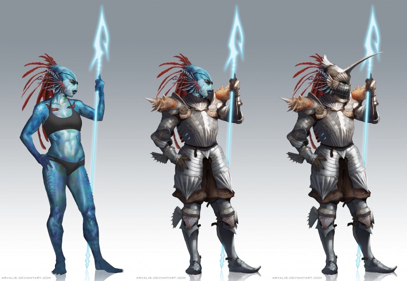 armor blue_body blue_skin breasts clothing eye_patch eyewear female gills headgear helmet melee_weapon muscular muscular_female non-mammal_breasts polearm solo spear standing underwear weapon arvalis undertale undertale_(series) undyne animal_humanoid fish fish_humanoid humanoid marine marine_humanoid 2016 absurd_res hi_res multiple_versions