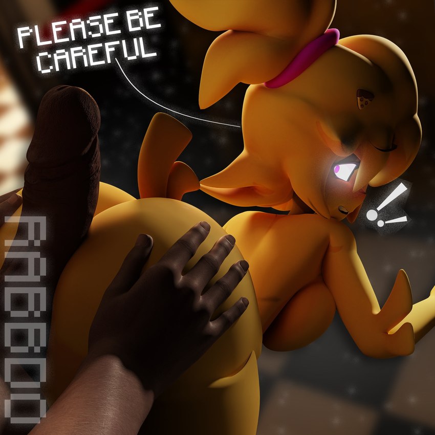 anthro big_breasts big_butt big_penis breasts butt dialogue duo erection exclamation_point female genitals glowing glowing_eyes hot_dogging looking_back machine male male/female penis pink_eyes sex text rabbdo cryptiacurves_(modeler) five_nights_at_freddy's fredina's_nightclub scottgames chica_(fnaf) chiku_(cryptiacurves) animatronic avian bird chicken galliform gallus_(genus) human mammal phasianid robot 1:1 3d_(artwork) digital_media_(artwork) english_text hi_res